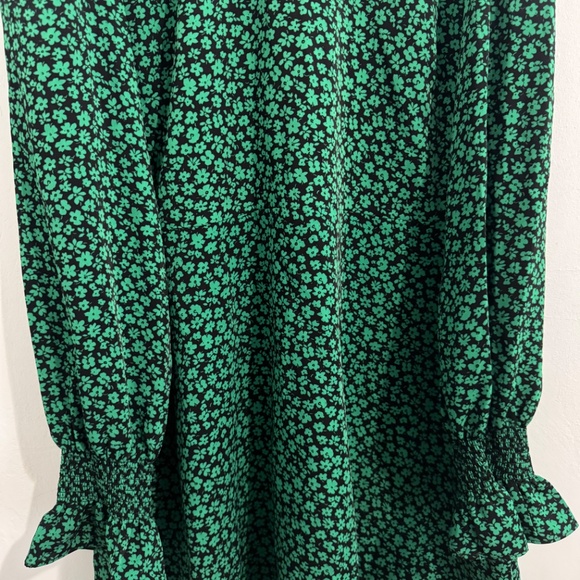 Mango Festive Floral Dress in Black & Green Size 6 Medium - Picture 2 of 6